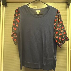 J. Crew Woven-Sleeve Sweater